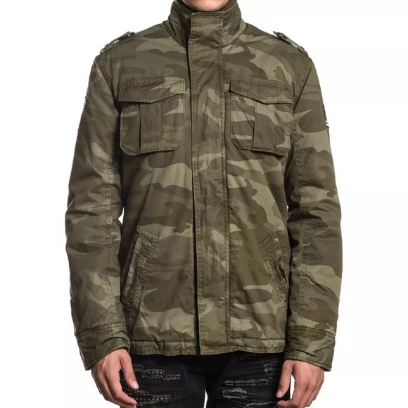 AFFLICTION MEN'S JACKET DESTROY Camo Military Gree - Picture 4 of 7